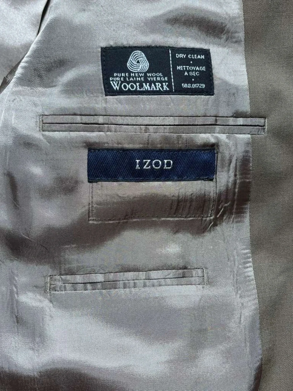 IZOD Mens 100% Wool 2 Button Suit Coat‎ Jacket Size 40R Taupe